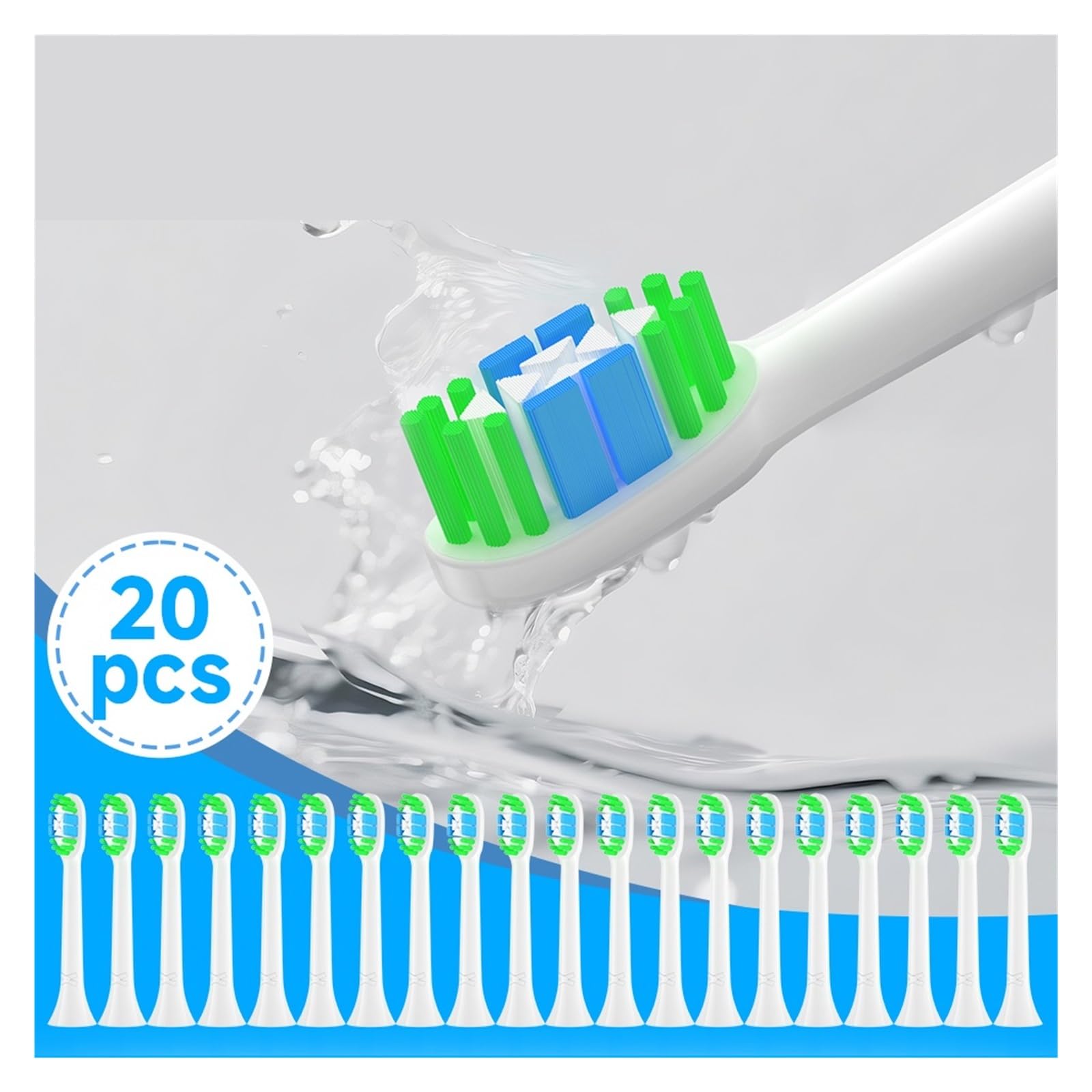 Ersatzbürstenköpfe für Erwachsene, kompatibel mit Philips, 4/8/12/20PCS | Zahnbürstenköpfe aus Kunststoff für täglichen Wechsel und Mundpflege für Erwachsene(20HB110)