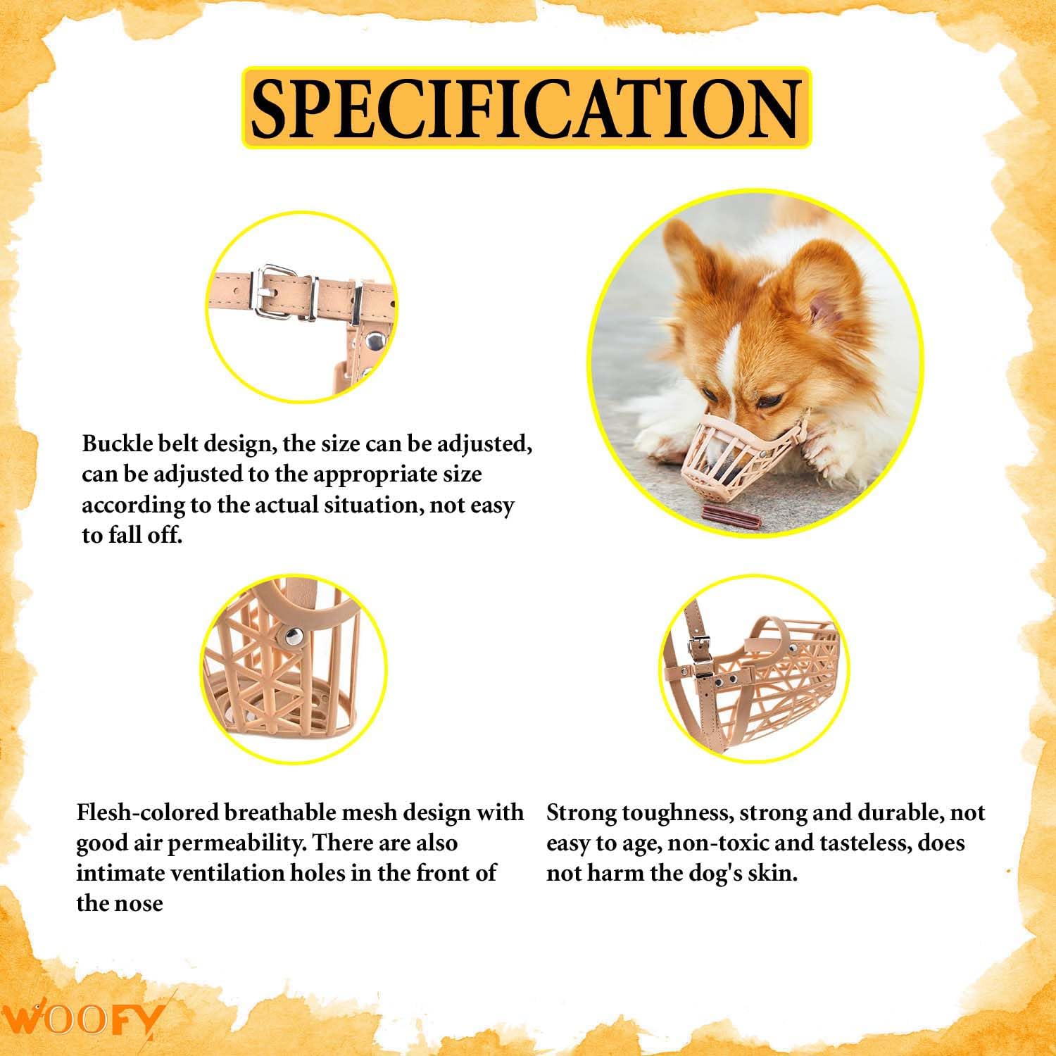 Woofy Dogs Mouth Cover muzzles | Anti-Biting Soft Plastic Dog Muzzle | Dog Mouth Cap | bite Guard with Adjustable Handy Strap for Small and Medium Breed Dogs (No- 3 (S)) 4