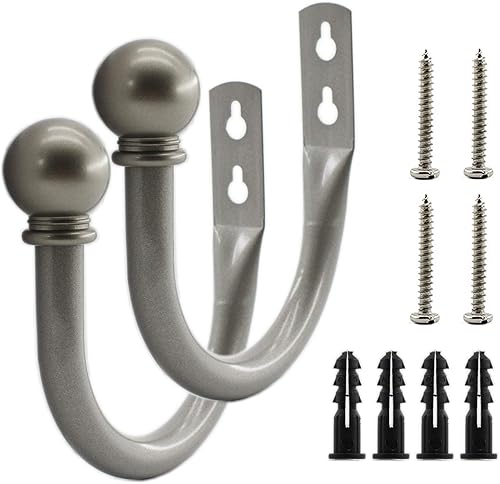 Miniatura 8 de ULIFESTAR - Soportes decorativos para cortinas, ganchos para colgar en la pared, para dormitorio, sala de estar, oficina con tornillos de