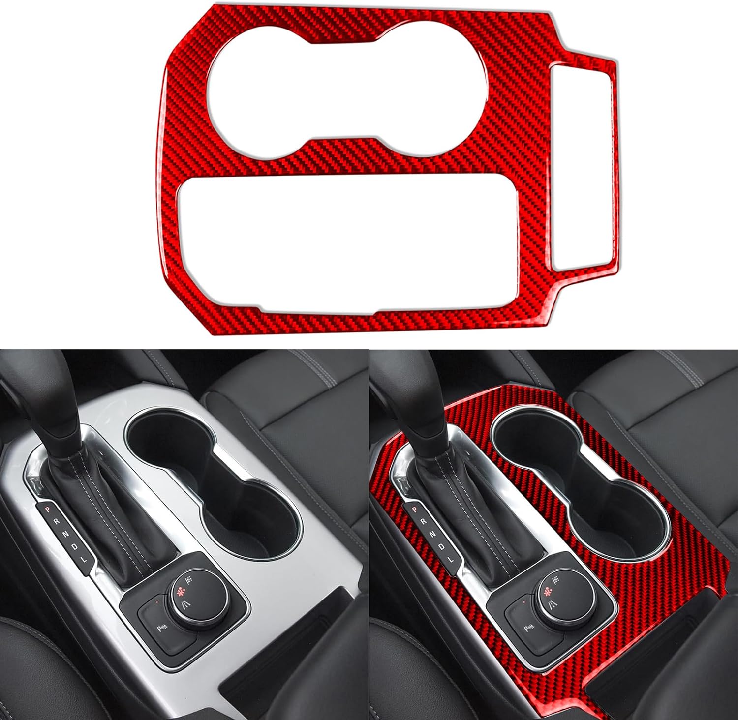 Glossy Red Carbon Fiber Compatible with Chevrolet/Chevy Blazer 2019-2025 2020 2021 2022 2023 2024 Accessories Car Gear Shift Control Anti-Scratch Panel Cover Interior Trim Sticker Decal
