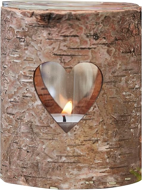 Ginger Ray Natural Wood & Glass with Heart Wedding Tea Light Holders Rustic Country