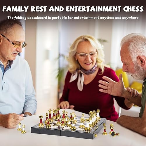 Miniatura 7 de Juego de ajedrez grande de 15 pulgadas para adultos con piezas de ajedrez acrílicas ponderadas de 3.5 pulgadas, tamaño King y portátil, plegable,