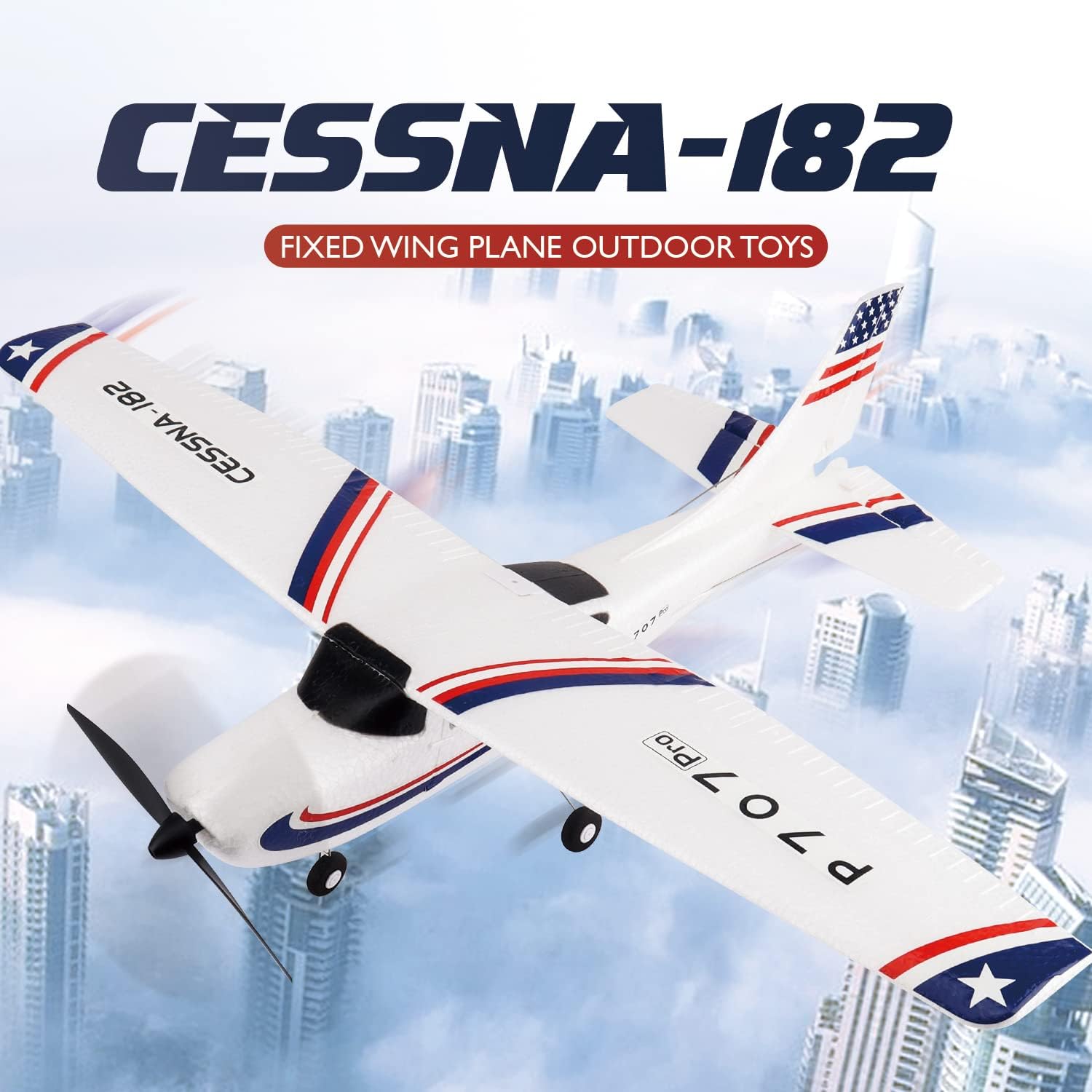 New P707 PRO 3Ch RC Airplane with GYRO, Fixed Wing Plane Outdoor Toys with 2.4G Transmitter, Extra Battery and Propeller … (Regular)