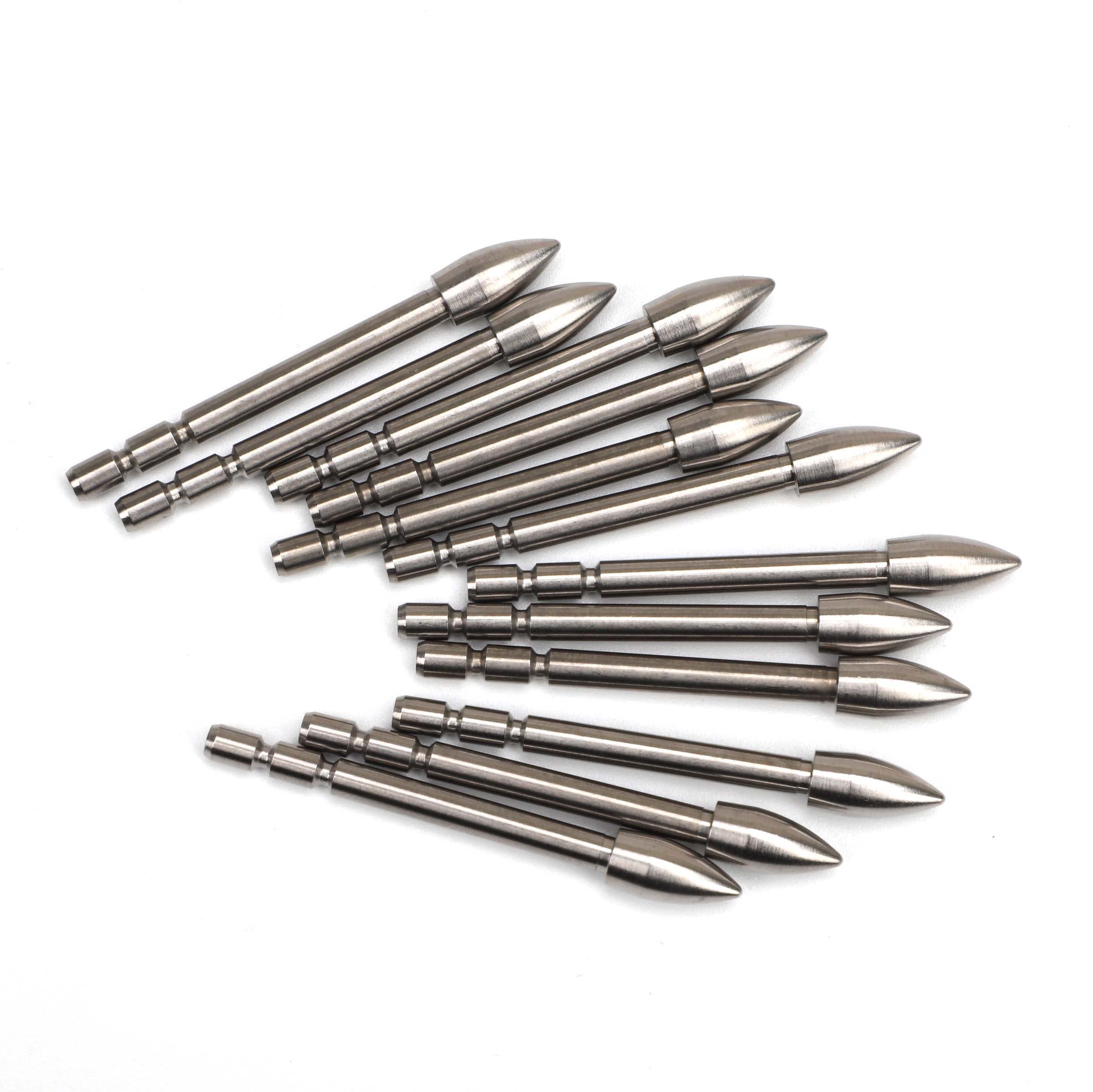 ACCMOS 100 120 140 grani Punta di Freccia, Acciaio al Tungsteno Glue-in Punta di Freccia, Fit ID 3,2 mm Asta di Freccia, per Tiro con L'Arco Accessorio di Frecce 3/6 pz (100+-0.1grain, 6pcs)