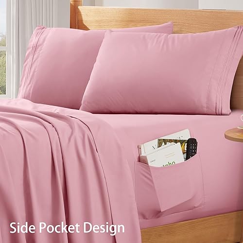 Miniatura 3 de SiinvdaBZX Juego de sábanas tamaño Queen de bolsillo extra profundo, se adapta a colchones de hasta 24 pulgadas de grosor, 4 piezas de bolsillo
