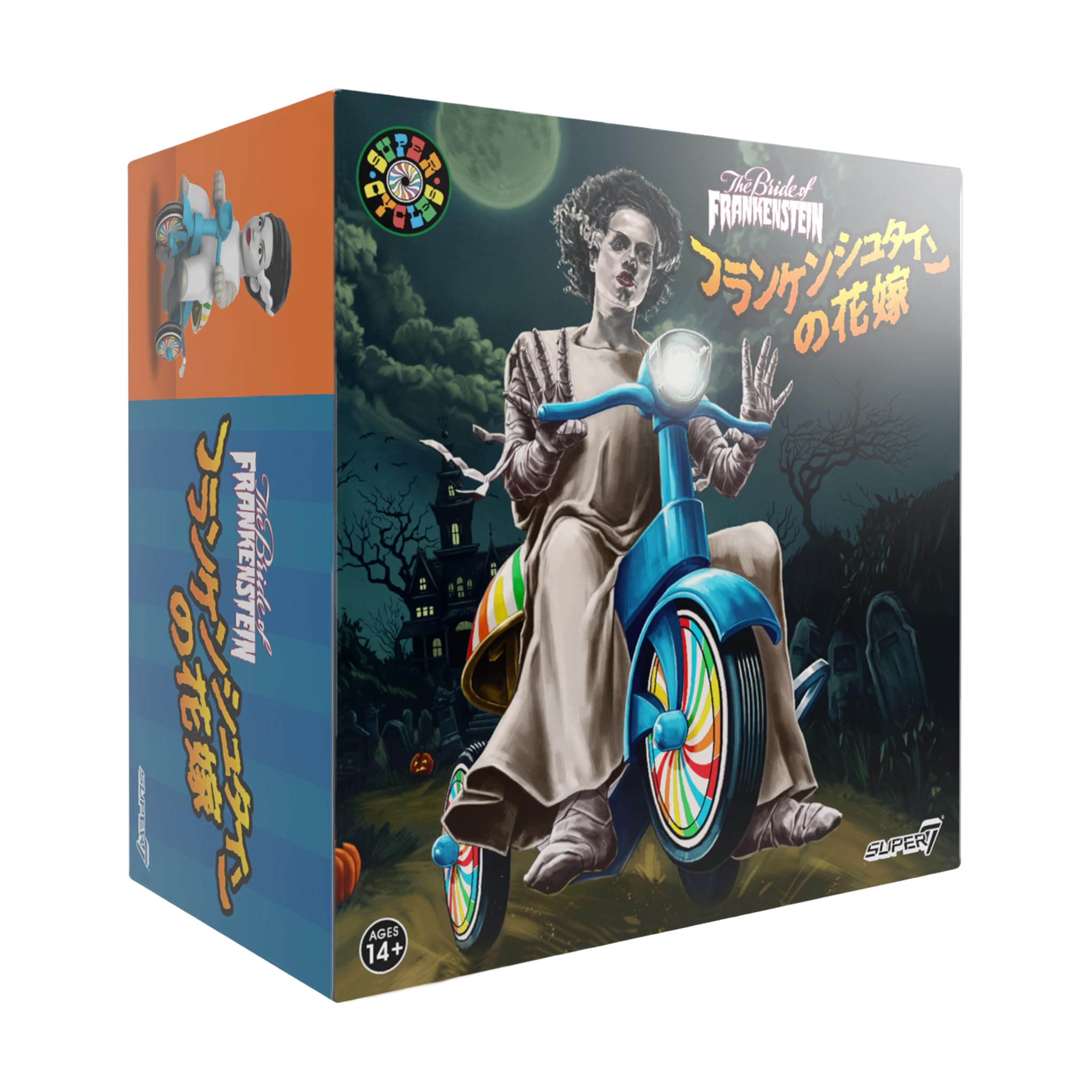 Super7 Universal Monsters Super Cycles - Bride of Frankenstein (White w/Blue Trikee) figurka akcji