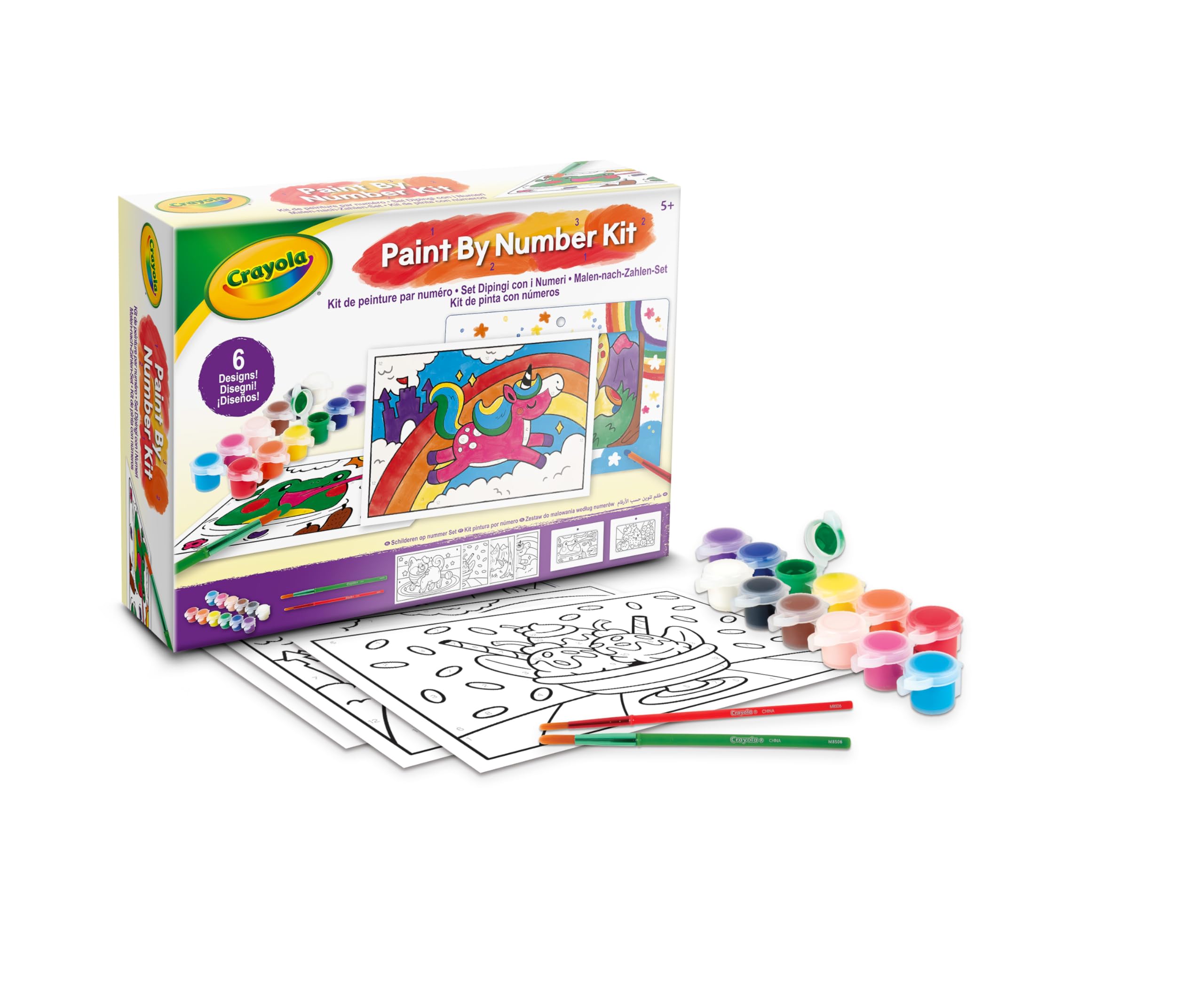 CRAYOLA - Paint by Numbers Set, Washable Tempera and Brushes, Creative Activities for Children Age 5+ 04-2949