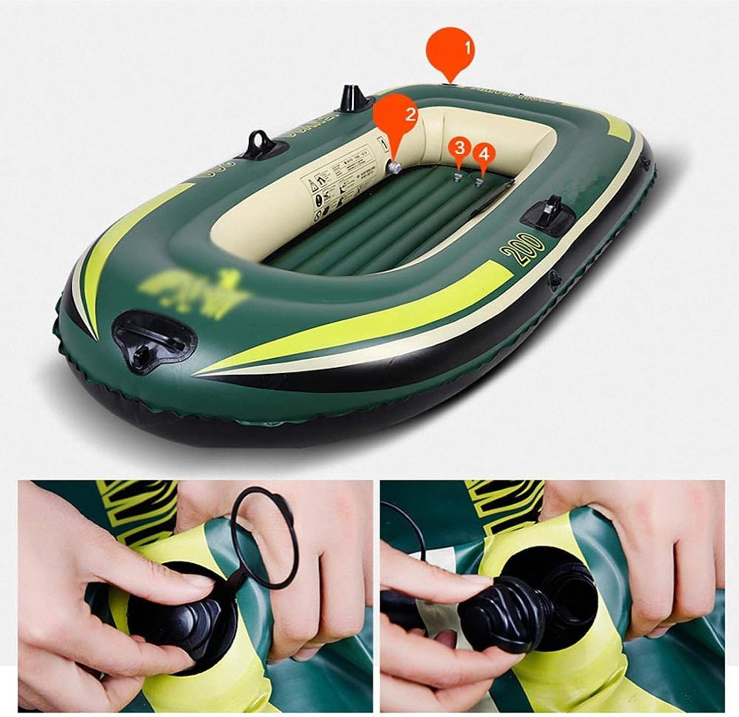 NAKEAH Kayak Inflable for 3 Personas, Kayak Inflable con Bomba Inflable, Balsa con Remo, 1 Barco de Pesca portátil 230 * 130 * 35 cm