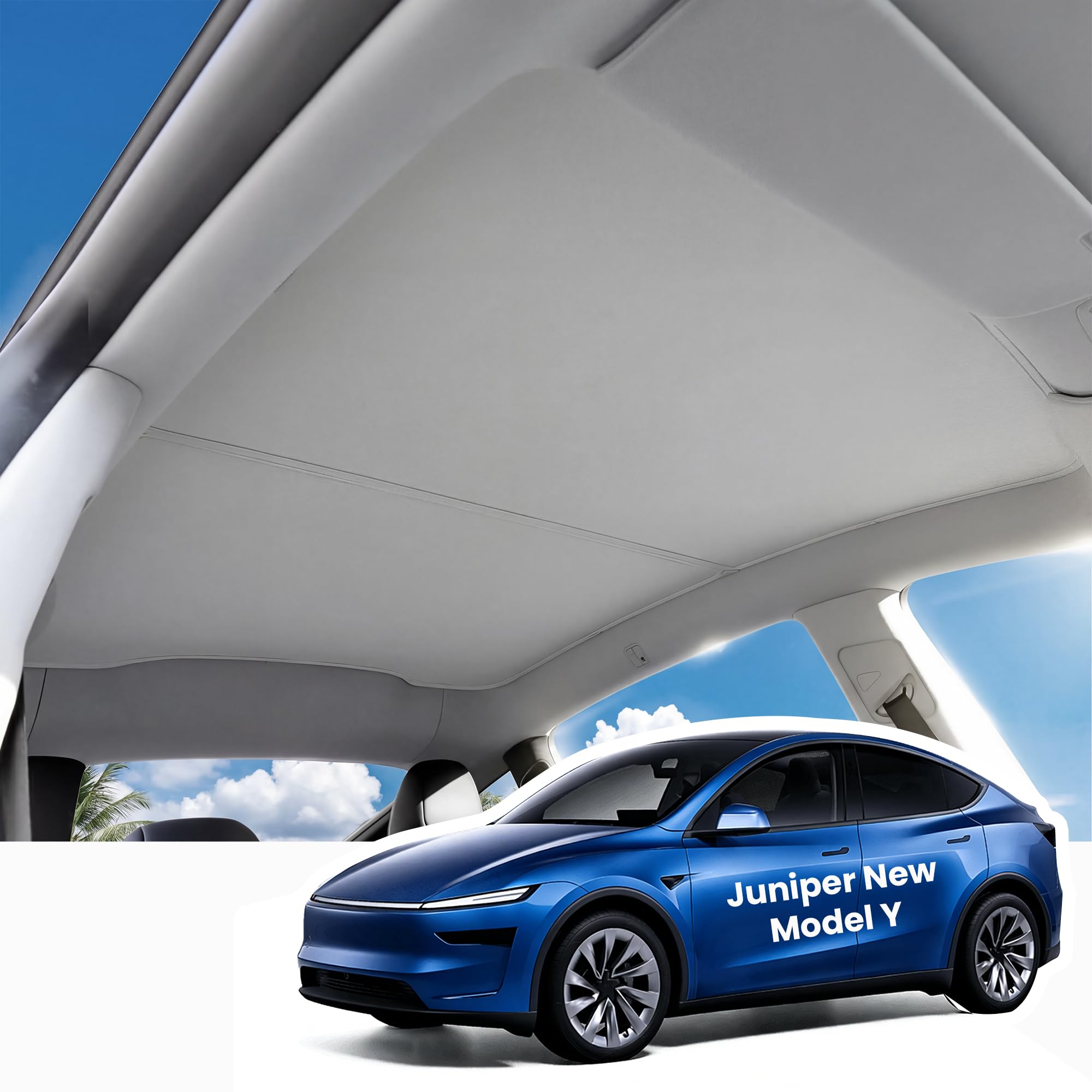 for Tesla Model Y Roof Sunshade – Custom Glass Roof Heat &amp; UV Protection Sun Shade for Model Y Juniper 2025-2026, Reflective Nano Insulation Cover, Easy Install &amp; Foldable