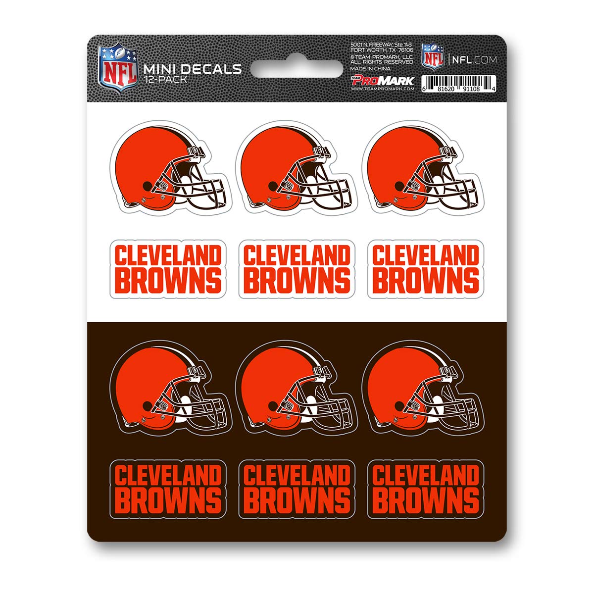 ProMark NFL Cleveland Browns DecalDecal Set Mini 12 Pack, Team Colors, One Size