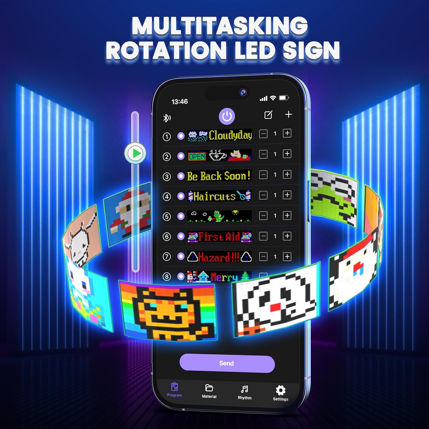 Rayhome Large Programmable LED Sign, 37''x8'' Flexible Indoor LED Store Sign with Remote, Scrolling Bluetooth APP Control Custom Text Pattern Animation digital Display for Store School Hotel - Image 3