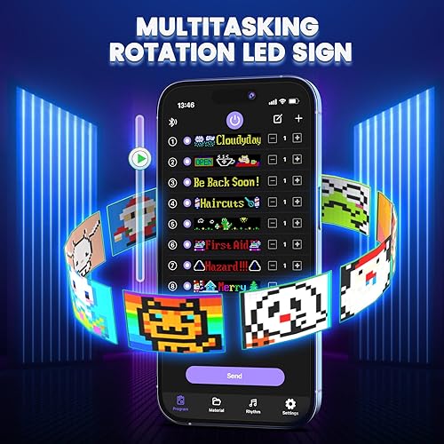 Miniatura 3 de Rayhome Letrero LED programable grande, 37 x 4 pulgadas, flexible, 12 V, para interiores, con control remoto, control de aplicación Bluetooth,