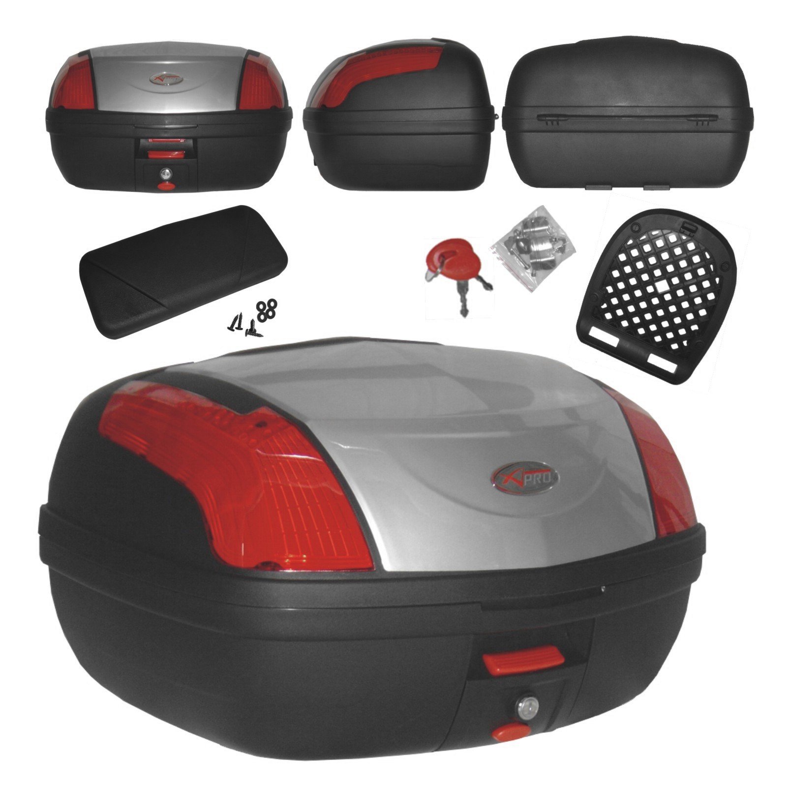 Top Case Moto Touring Bagage Pour Bicyclette Coffer evec Dossier Fermeture 46 lt.Quad