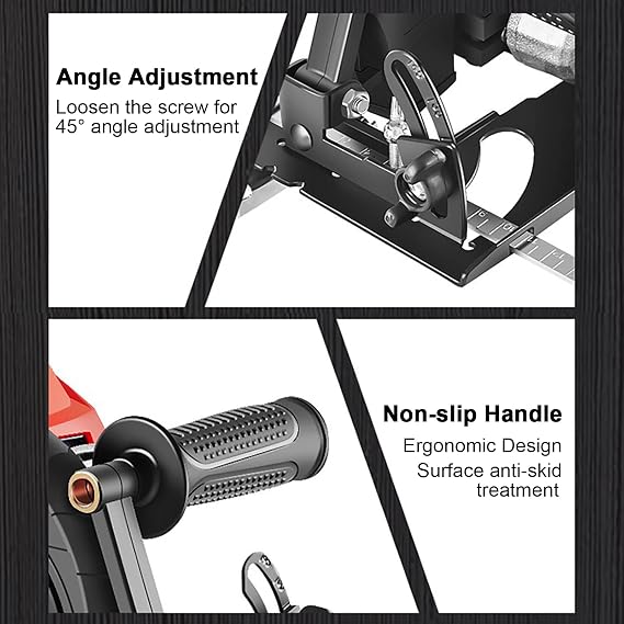 Angle Grinder Holder, Angle Grinder Stand Cutting Bracket, 0-45 Degree Adjustable Angle Grinder Accessories Dust Cover, Angle Grinder Machine Base Table Tool with Ruler for 100-125mm Angle Mill(#1)