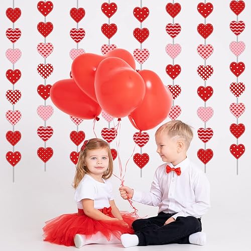 Miniatura 3 de Paquete de 12 guirnaldas de corazón para decoraciones del día de San Valentín, kit de guirnalda de San Valentín para colgar en forma de remolino,