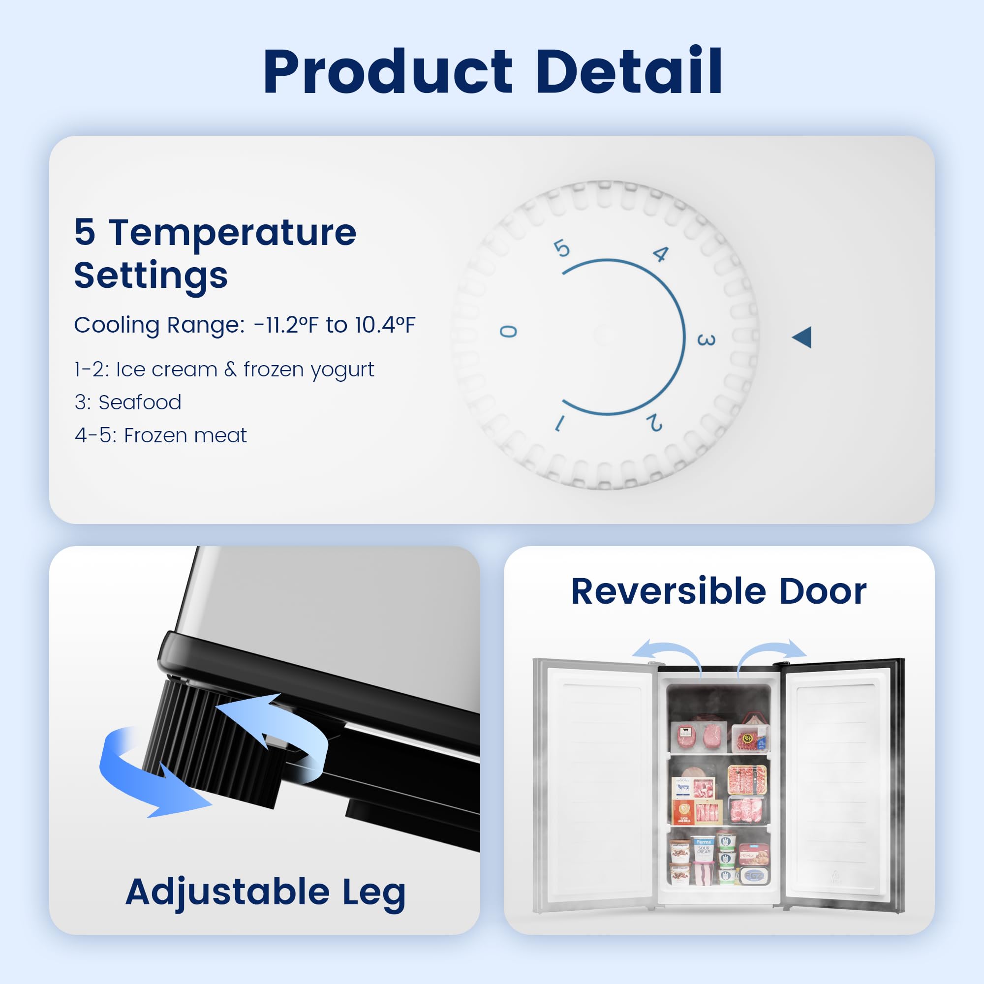 BANGSON 2.1 Cu.ft Upright Freezer, Compact Mini Freezer with Reversible Door, Adjustable Thermostat, Removable Shelves,Small Freezer for Dorm/Office/Apartment, Silver on Fridge.com
