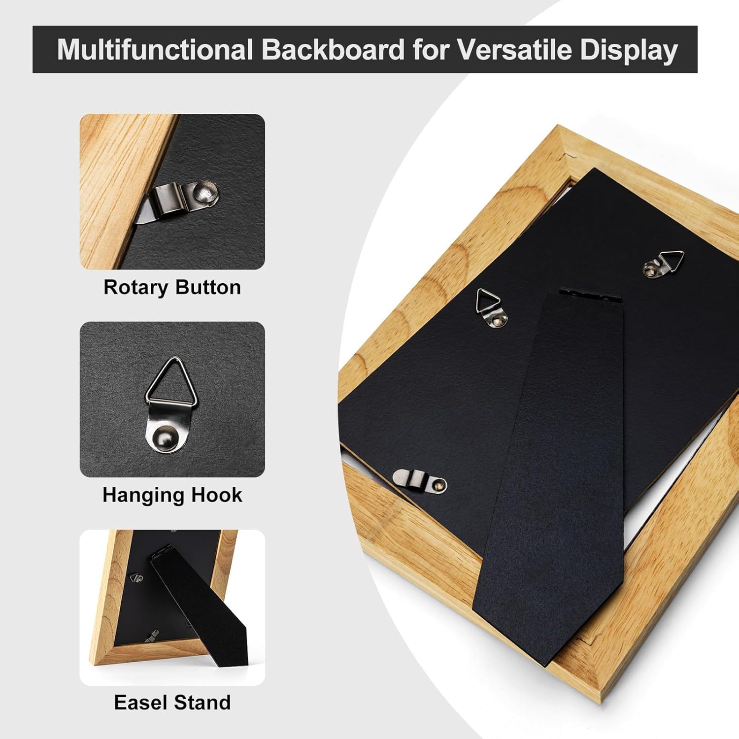 5x7 Picture Frame Photo Frame, Made of Solid Pine Wood with Real Glass, Display Pictures 4x6 with Mat or 5x7 without Mat, Vertical and Horizontal Formats for Wall Hanging or Tabletop, Natural - Image 5