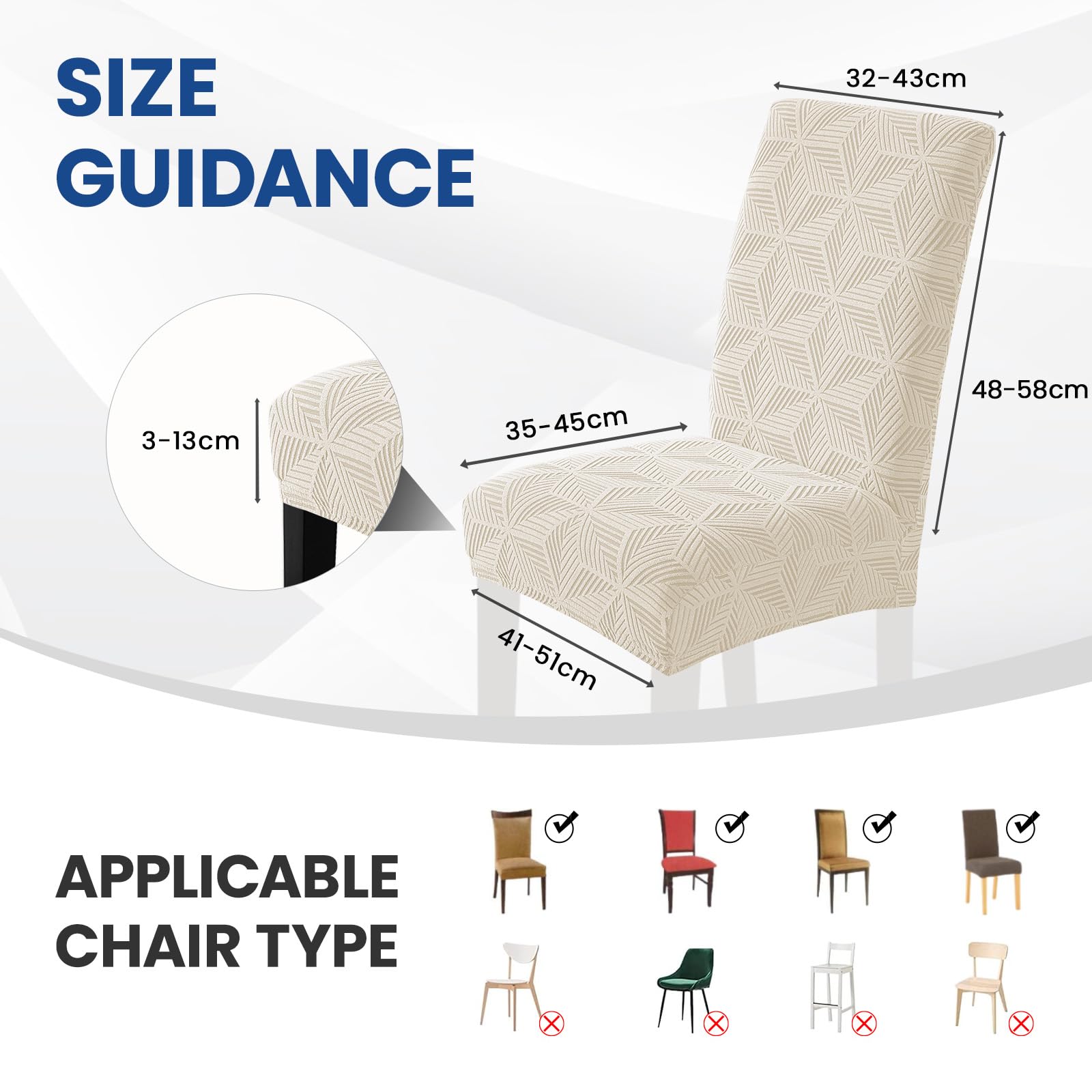 Ystyle Coprisedie con Schienale 4 Pezzi, Coprisedie Elasticizzato, Copri Sedie Soggiorno Cucina, Universali Fodera Sedia Antigraffio Gatto, Moderno Antimacchia Copertura Sedia, Beige
