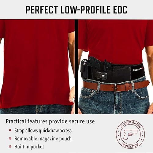 Miniatura 4 de ComfortTac Ultimate Belly Band - Funda para pistola para transporte oculto compatible con Smith y Wesson Shield Glock 19 17 42 43 P238 Ruger LCP y