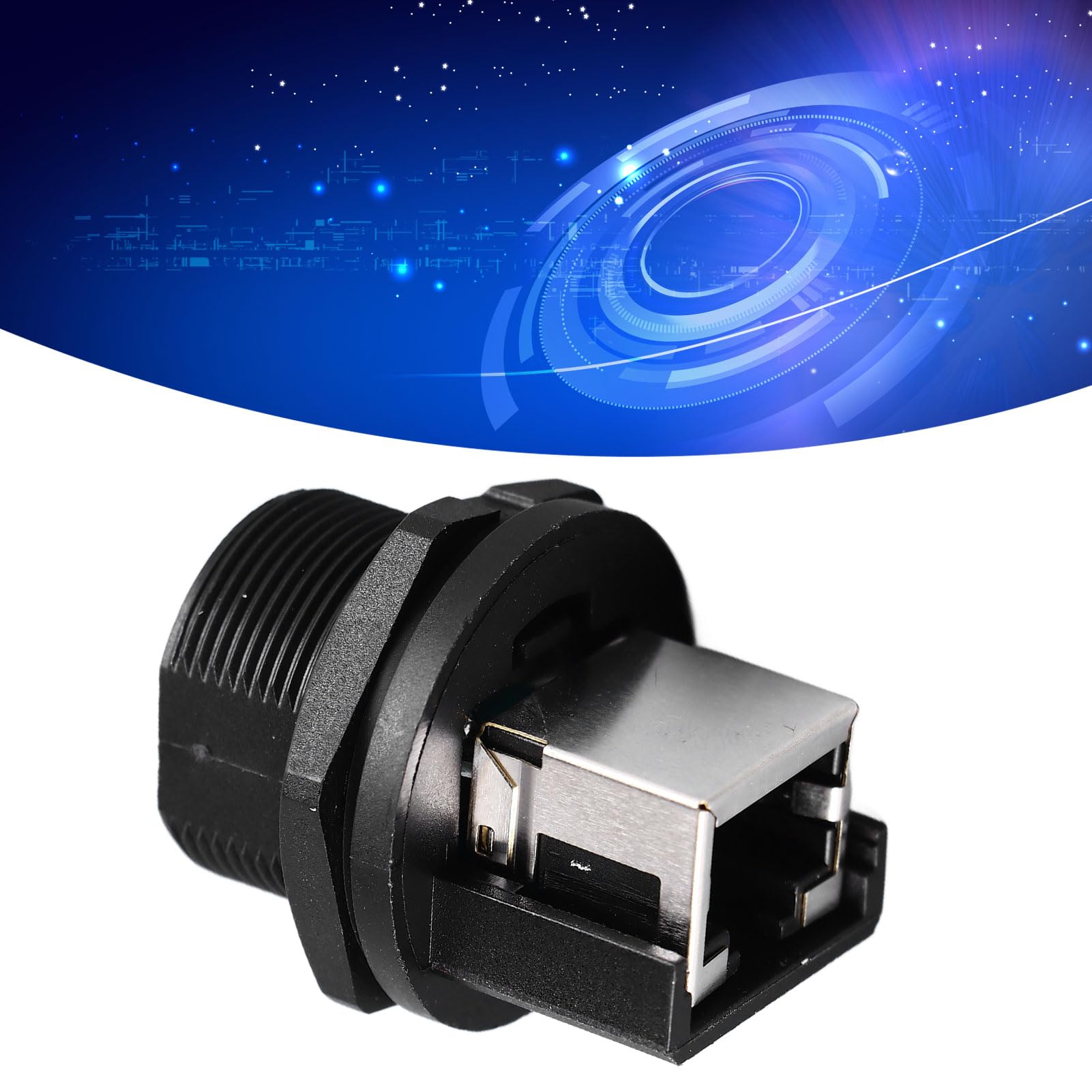 YWBL-WH Connecteur RJ45 PA66 Connecteur Femelle RJ45 IP67 IP68 étanche à 180 Degrés, Double Port Réseau, Prise Filetée pour Montage sur Panneau Extérieur, Utilisation Ethernet -40 °F à 221 °F