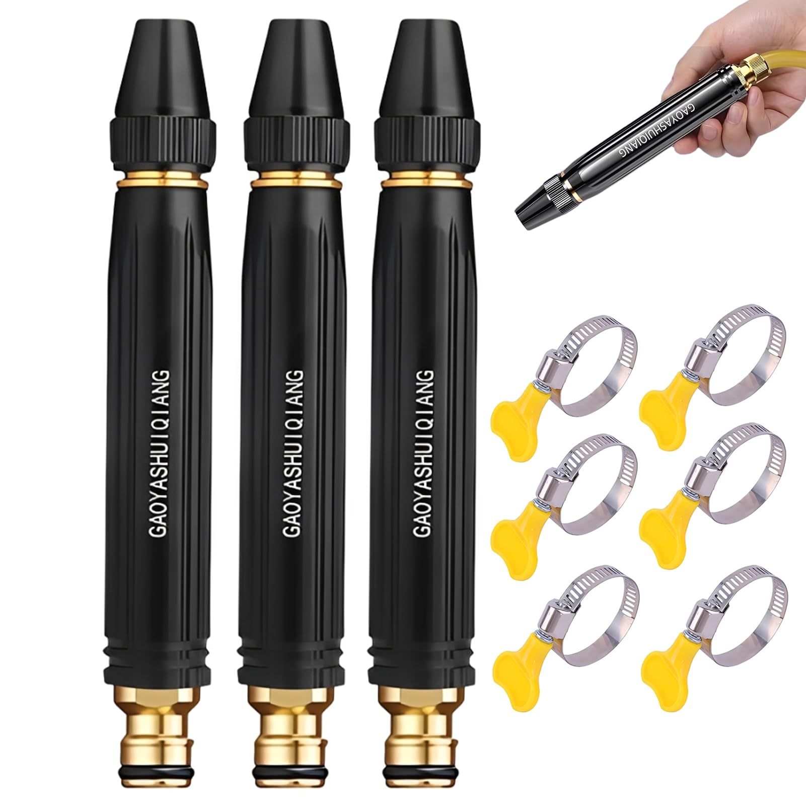 2026 High Pressure Water Gun - Powerful Home High-Pressure Car Wash Water Nozzle for Car & Garden Cleaning (BLACK,3 SETS)
