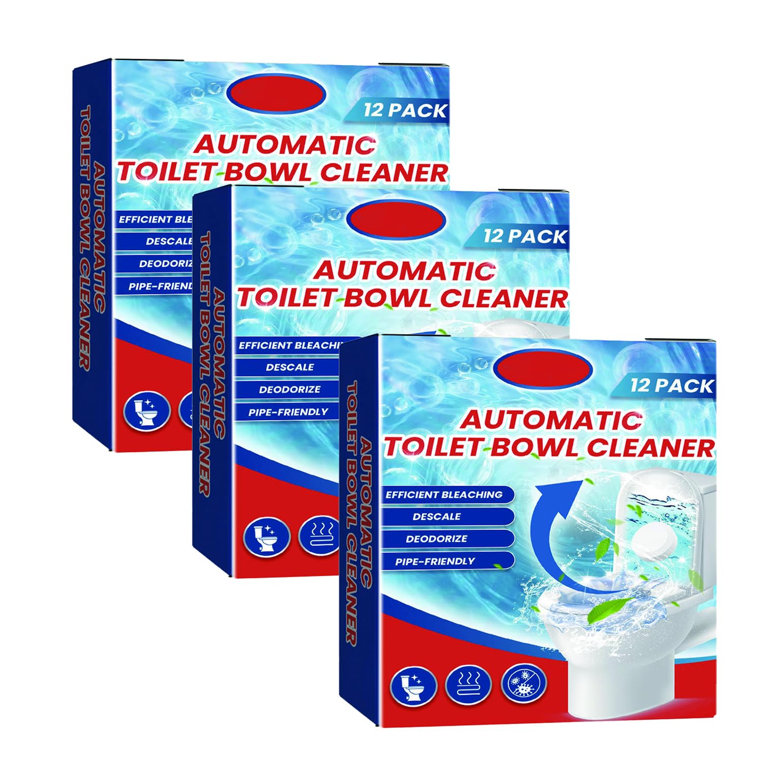 Goyazan Toilet Cleaning Tablets，Toilet Bowl Cleaners，Household Toilet Cleaner，Automatic Toilet Bowl Cleaners with Bleach，Sustained-Release Toilet Tank Cleaners for Deodorizing & Descaling - 36 PACK