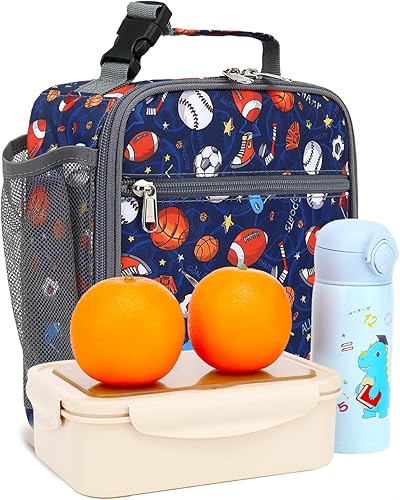 Miniatura 7 de FlowFly Lonchera para niños, bolsa suave aislada, mini hielera para el regreso a clases, kit de bolsa térmica para comidas, para niñas, niños, fútbol