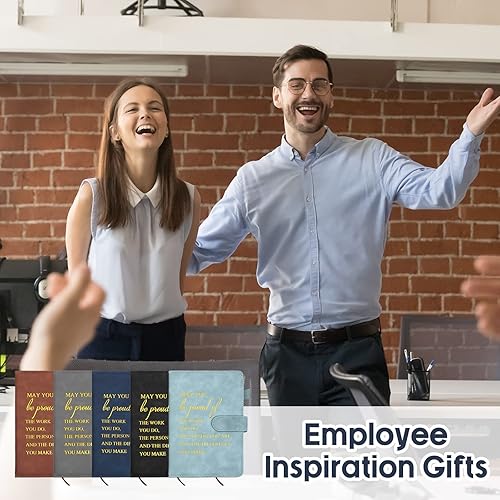 Miniatura 5 de Roowest 30 piezas de regalos de agradecimiento para empleados, cuaderno de cuero A5 inspirador, cuaderno de notas motivacional a granel, diario de