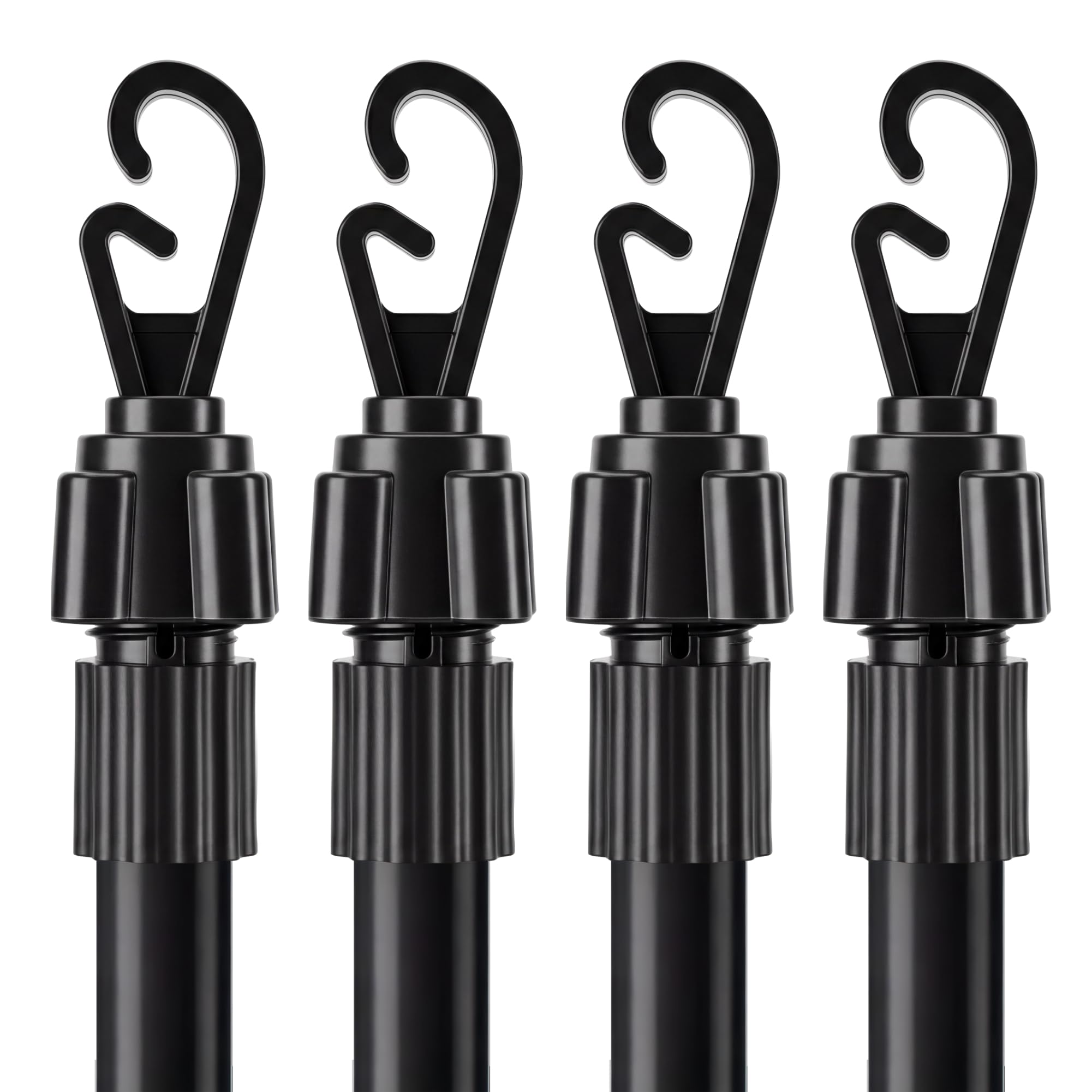 2.4M Telescopic Washing Line Prop Pole Metal Clotheslines Heavy Duty Home Garden Laundry Support Drying Line Poles Dry Clothes Drying Airer Washing Pole Extenedable to 2.4M Black Pack of 4
