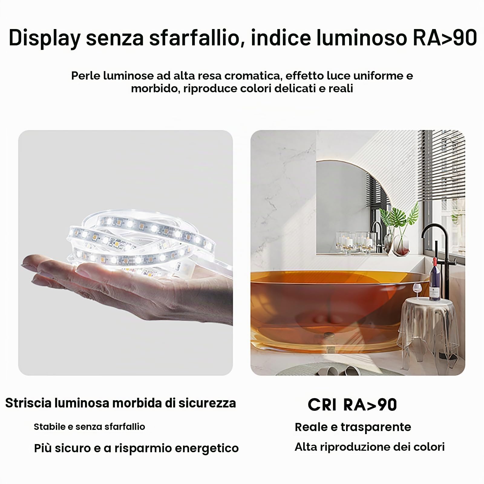 JSLJDM Ovale Specchio Bagno Retroilluminato, Specchio Bagno con Luce, Temperatura Colore Regolabile 3000K-6500K, Specchio Bagno LED in Vetro Temperato HD