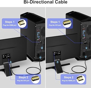 HDMI to DVI Cable 10FT, Bi-Directional DVI to HDMI Male to Male Cord, HDMI A to DVI-D Adapter, Gold-plated Connectors, Aluminum Shells, 1080P, for Computer, Monitor, Projector, Raspberry Pi, Xbox, PS3