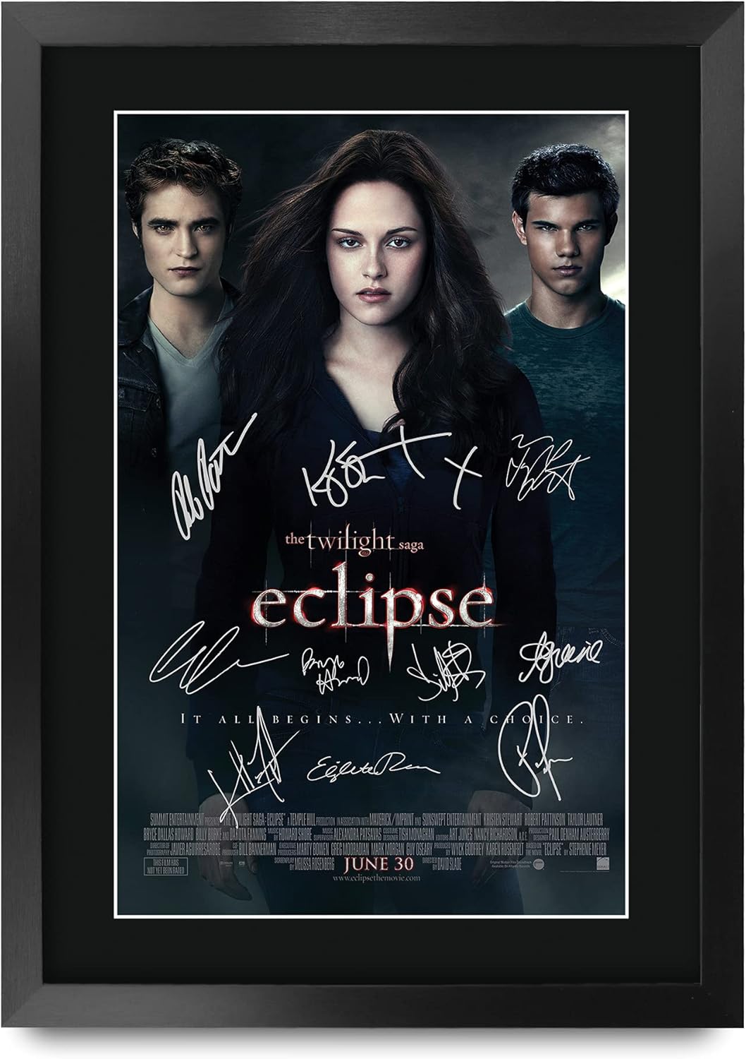 HWC Trading Twilight The Cast Kristen Stewart Robert Pattinson 16 x 12 inch Framed Gifts Printed Poster Signed Autograph Picture for Movie Memorabilia Fans - 16" x 12" Framed