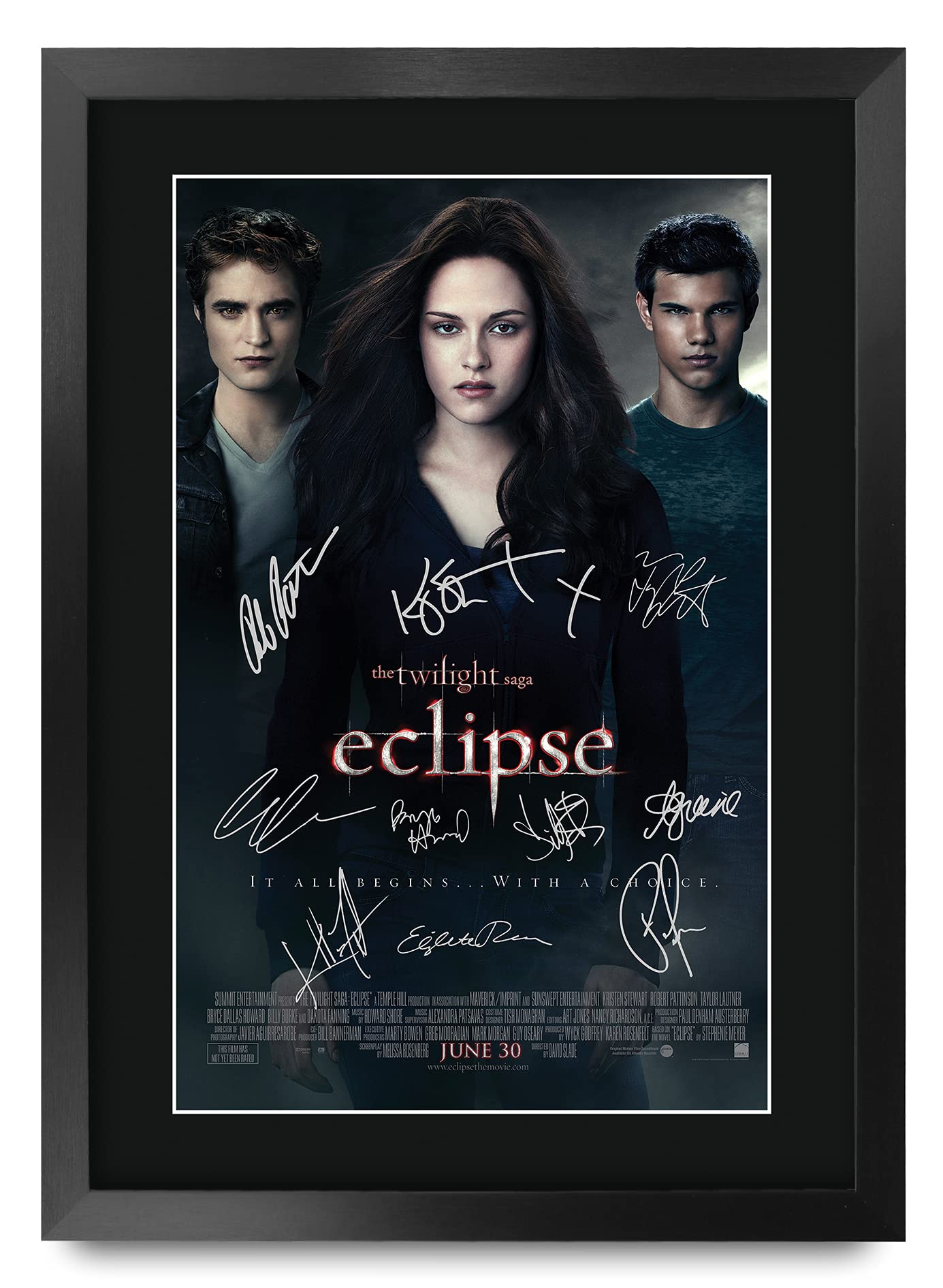 HWC Trading FR A3 Twilight 3 Eclipse Kristen Stewart, Robert Pattinson Gifts Printed Poster Signed Autograph Picture for Movie Memorabilia Fans - A3 Framed