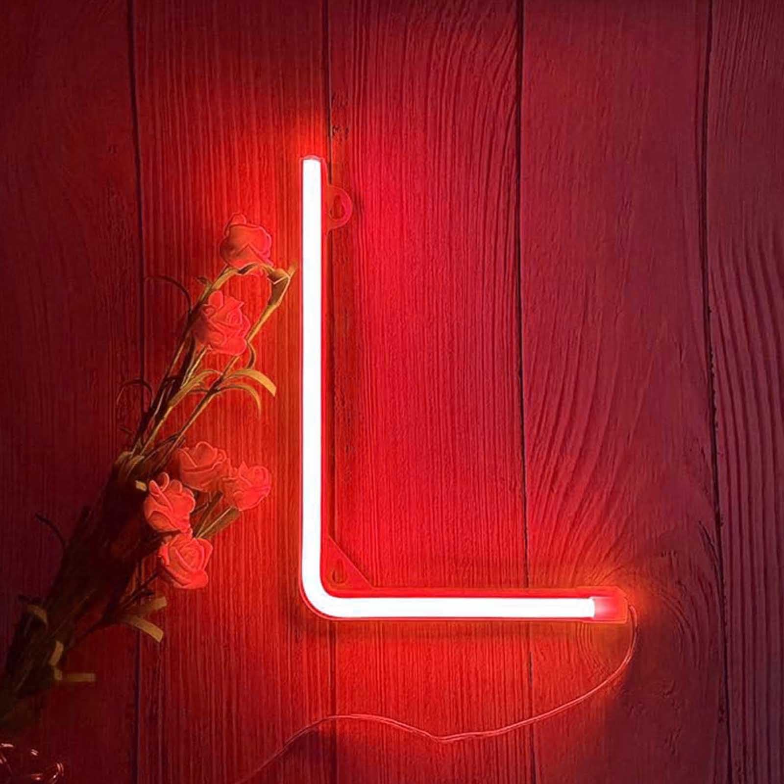Red Glowing Alphabet Neon Light with USB Power Bank Flexible LED Letters for Wedding Backdrops & Photo Booths Lightweight for Event & Home Decor（Letters L） — image 1