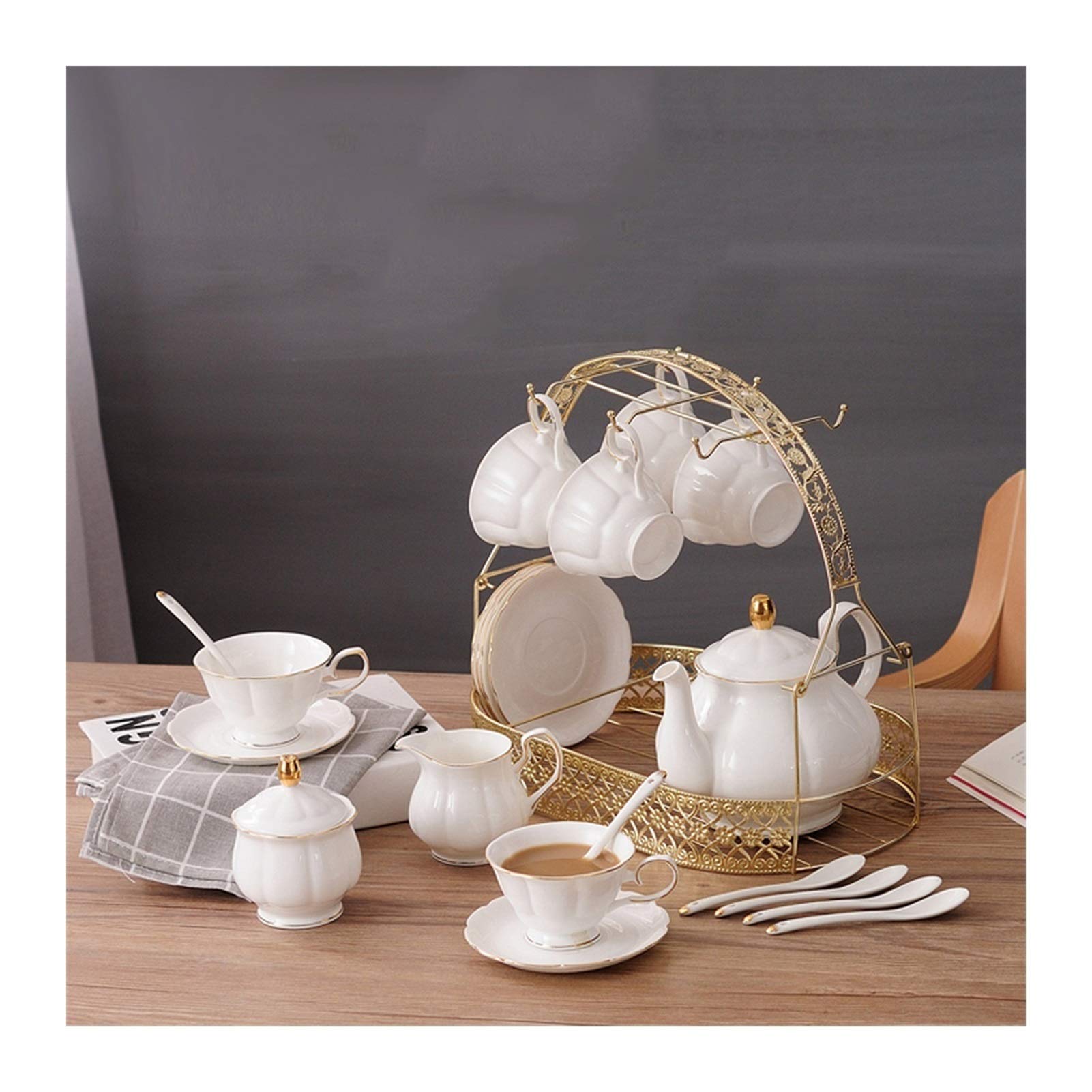 Zestaw do herbaty Czajnik ceramiczny z wymiennym stół ze stali nierdzewnej stojaków do przechowywania nowoczesny luksusowy styl tea producent herbaty nadaje się do kawy kwiat i herbaty owocowej Zestaw