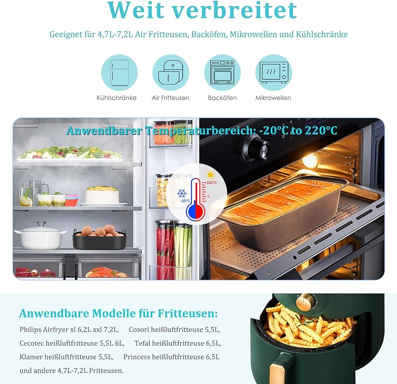 GEYUEYA Home 16 részes BPA-mentes airfryer kiegészítő készlet - Kompatibilis Philips XL/XXL, COSORI, Cecotec, Ninja, Princess, Tefal forróle