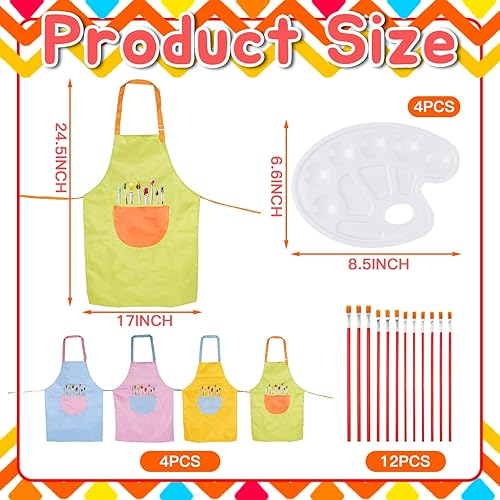 Miniatura 2 de Juego de delantales de arte, delantales de pintura, delantal de artista lindo con bolsillos para pintar suministros de arte