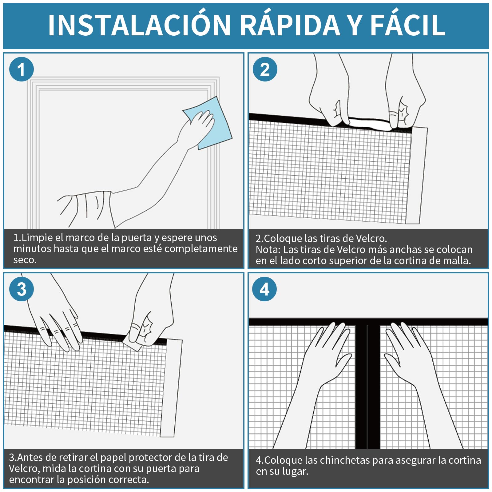 Mosquitera Magnética de Fibra de Vidrio para Puertas,60x180cm Cortina Mosquitera Puerta sin Taladrar,Malla de Alta Densidad Anti-Rasguño y Anti-Mosquito Para Puertas Correderas,Balcón,Bodega y Jardín