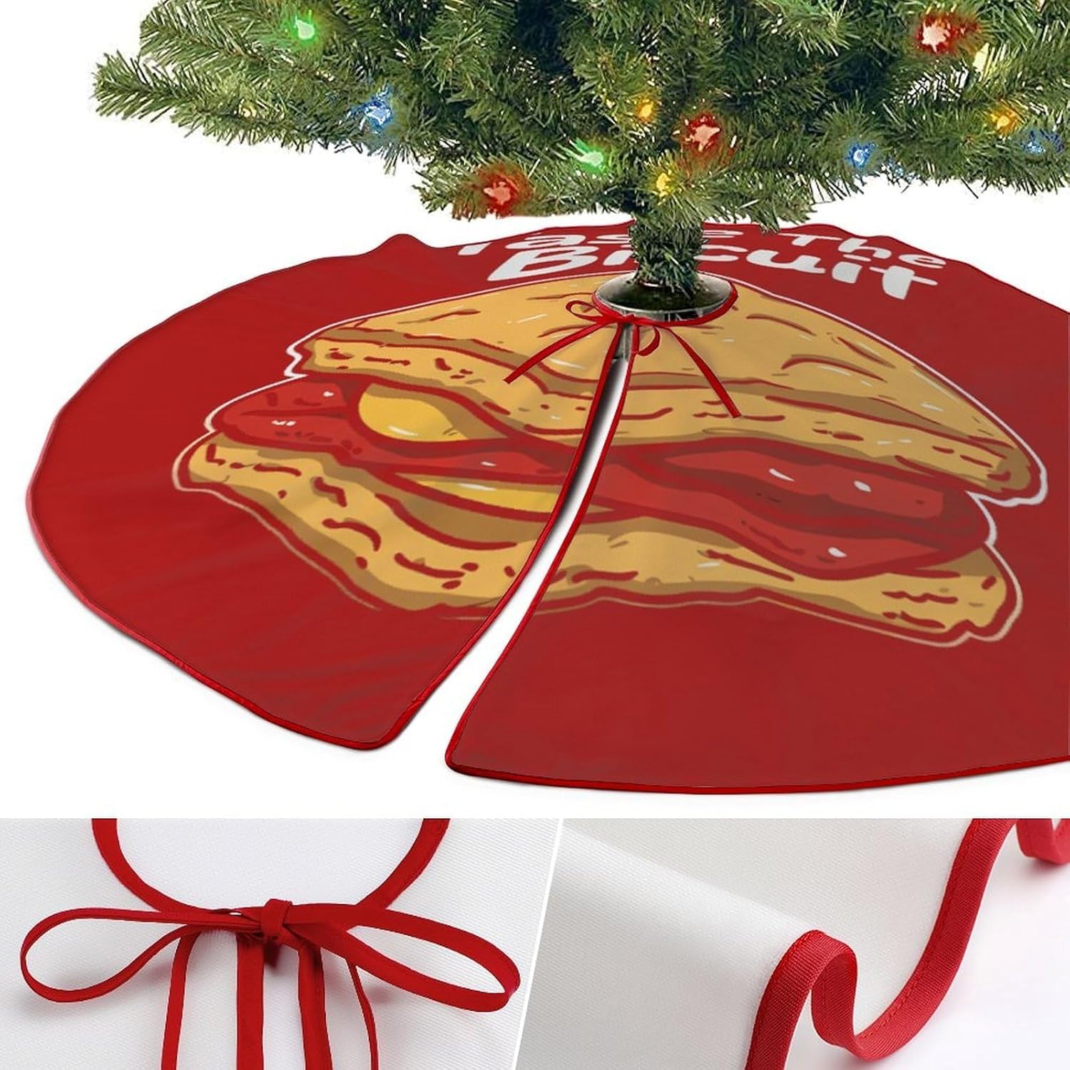 Taste The Biscuit Christmas Tree Skirt Ornaments Christmas Tree Mat for Home Party Holiday Decorations