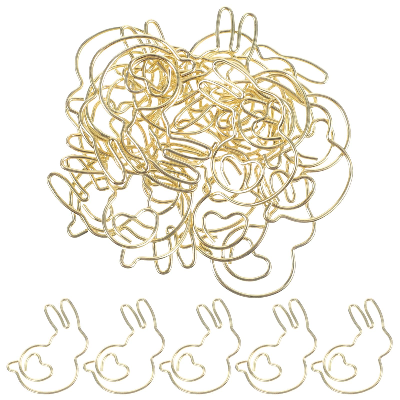 20Pcs Golden Rabbit Shaped Paper Clips Cute Metal Paper Clips for Office Home Bookmark Document Organizer Fun Stationery - Image 2