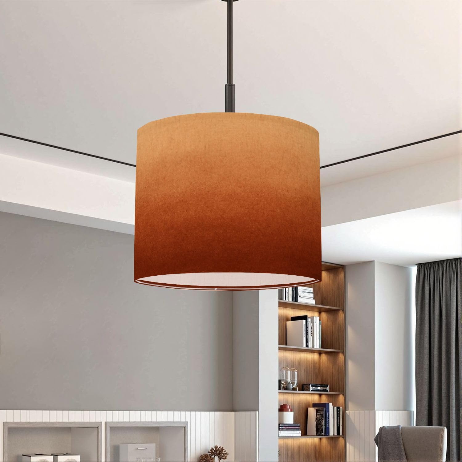 boho Lampshades Lamp Shades 13"x13"x9.8" Abstract terracotta orange texture foliage Light Shade for Table Lamps Floor Lamps Drum Lamp Shades Lampshade Replacement