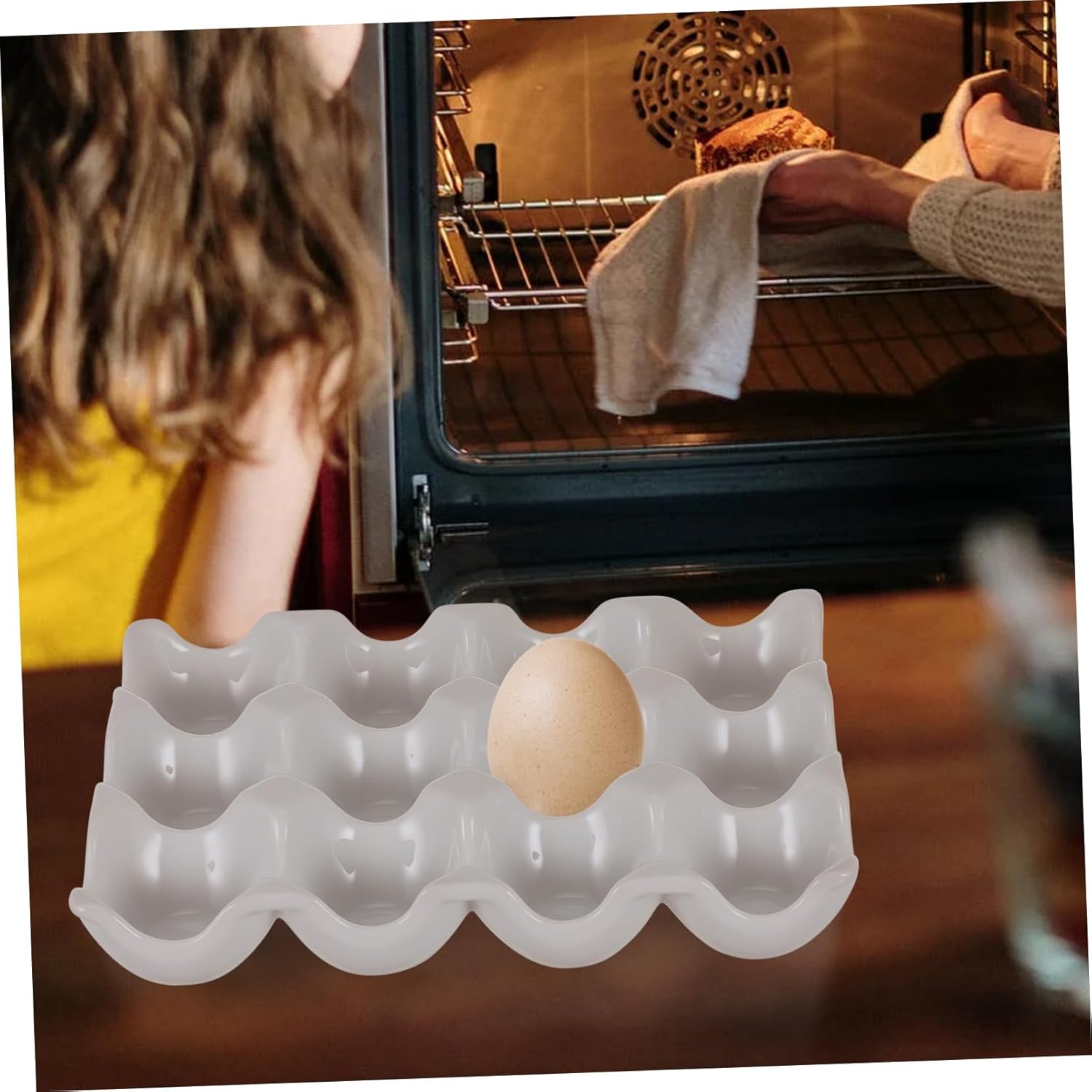 Ceramic Egg Storage Box White Egg Fresh Keeping Tray with Capacity Unique Design for Practical Home Use Space Saving Egg Holder with