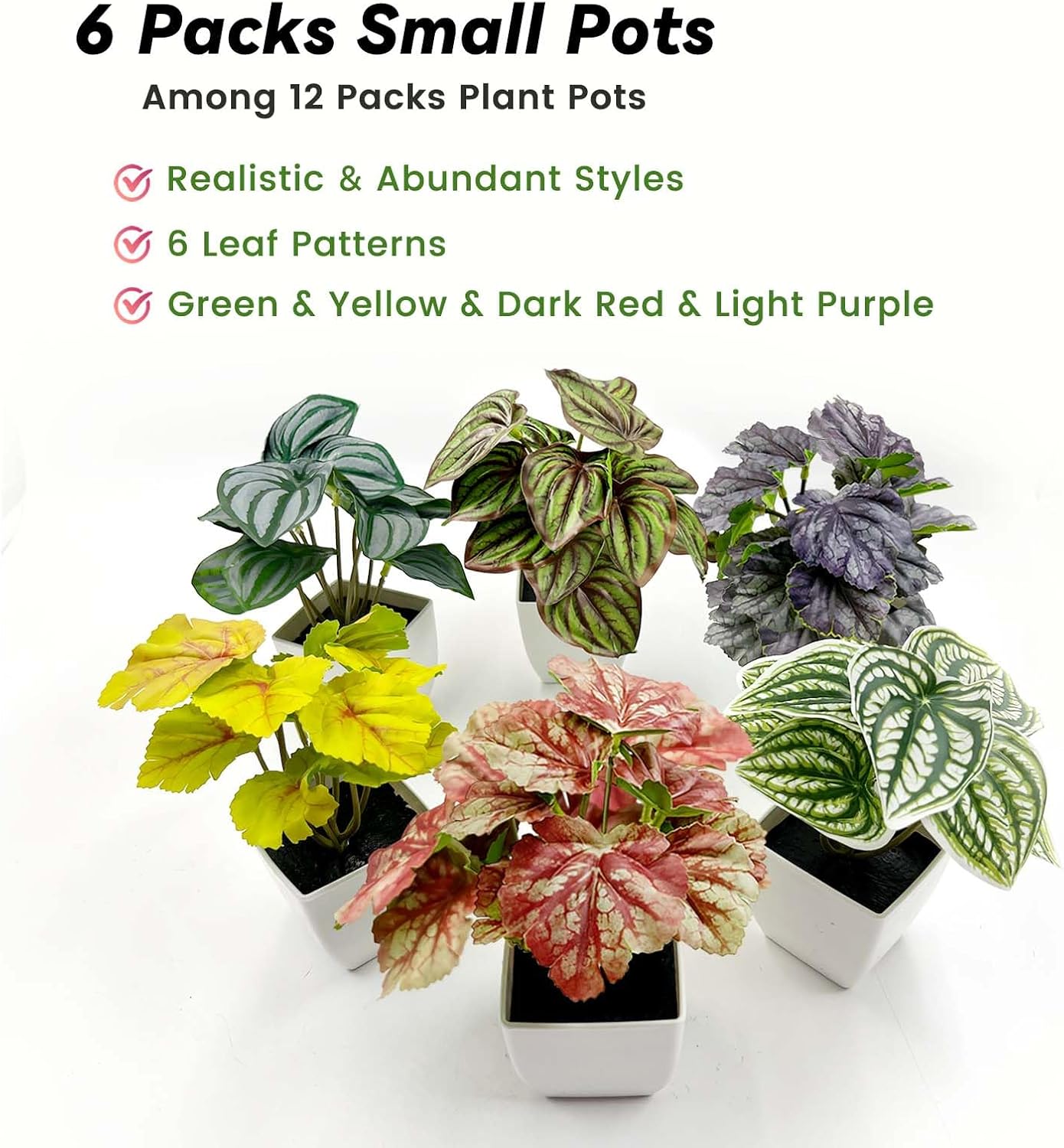 SNAIL GARDEN 12 Pack Small Artificial Plants in Pots, 2 Sises Small Fake Plant for Home Decor, 5.5" & 3.5" Mini Potted Plants, Realistic Potted Plant Desk Decor for Office Bathroom