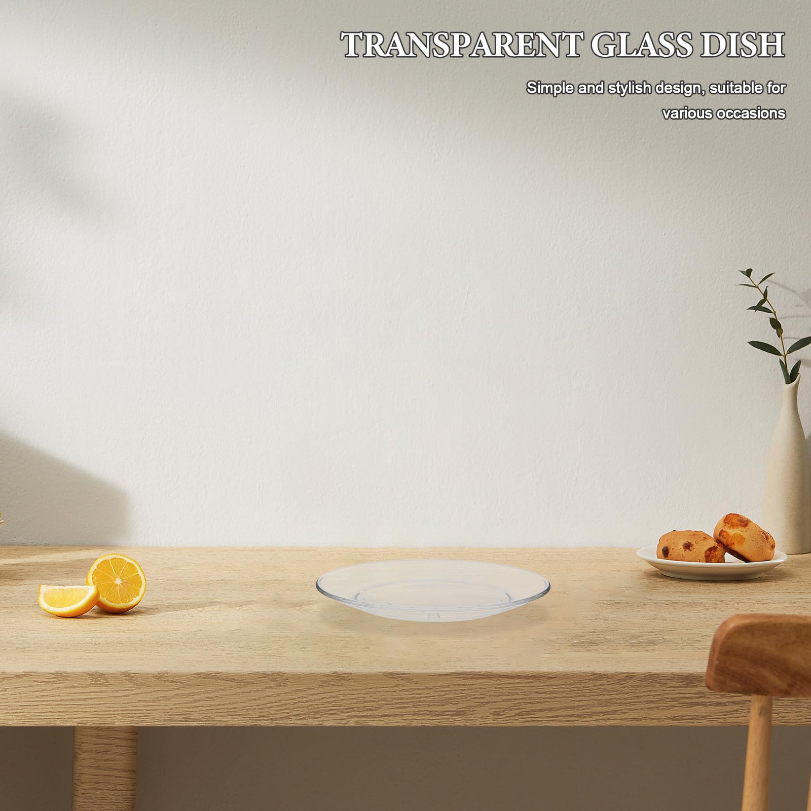 OUNONA Assiettes en Verre Transparentes Résistantes Design Rond Élégant Compatibles Lave-vaisselle Lot de 4 pour Restaurants et Réceptions Réutilisable