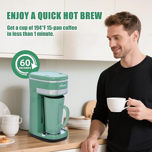 Miniatura 3 de Cafetera, Cafetera de Una Sola Porción, Cafetera de Una Taza con Filtro Reutilizable y Botón de Control de Un Solo Toque, Cafetera Portátil para