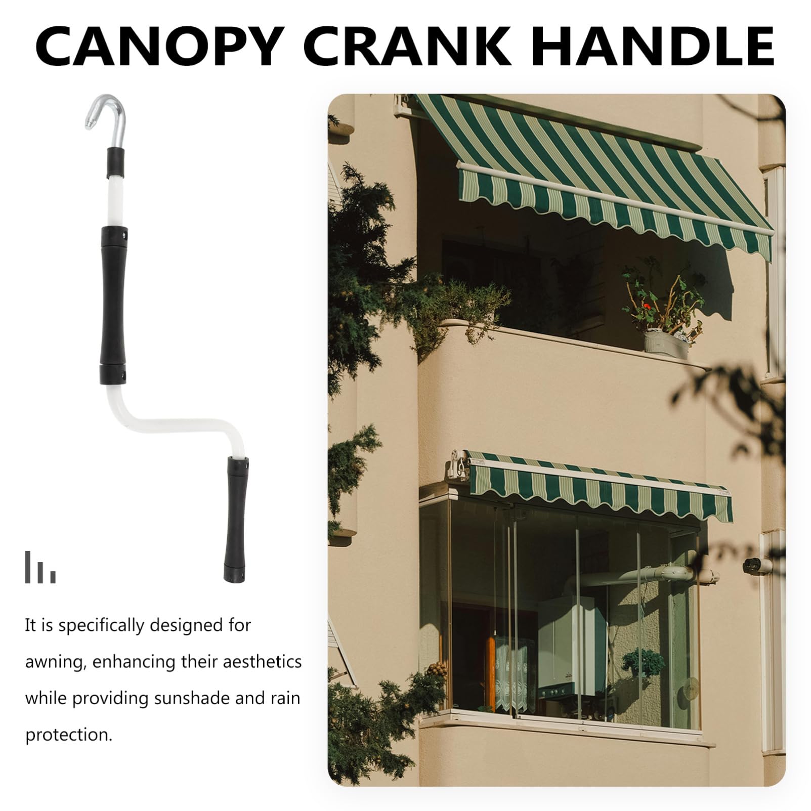 Happyyami Markisenkurbel 52.50X21.00X2.50Cm Ergonomischer Griff Für Einziehbare Pergola-Dächer Markisenzubehör Zur Manuellen Bedienung Von Außenmarkisen