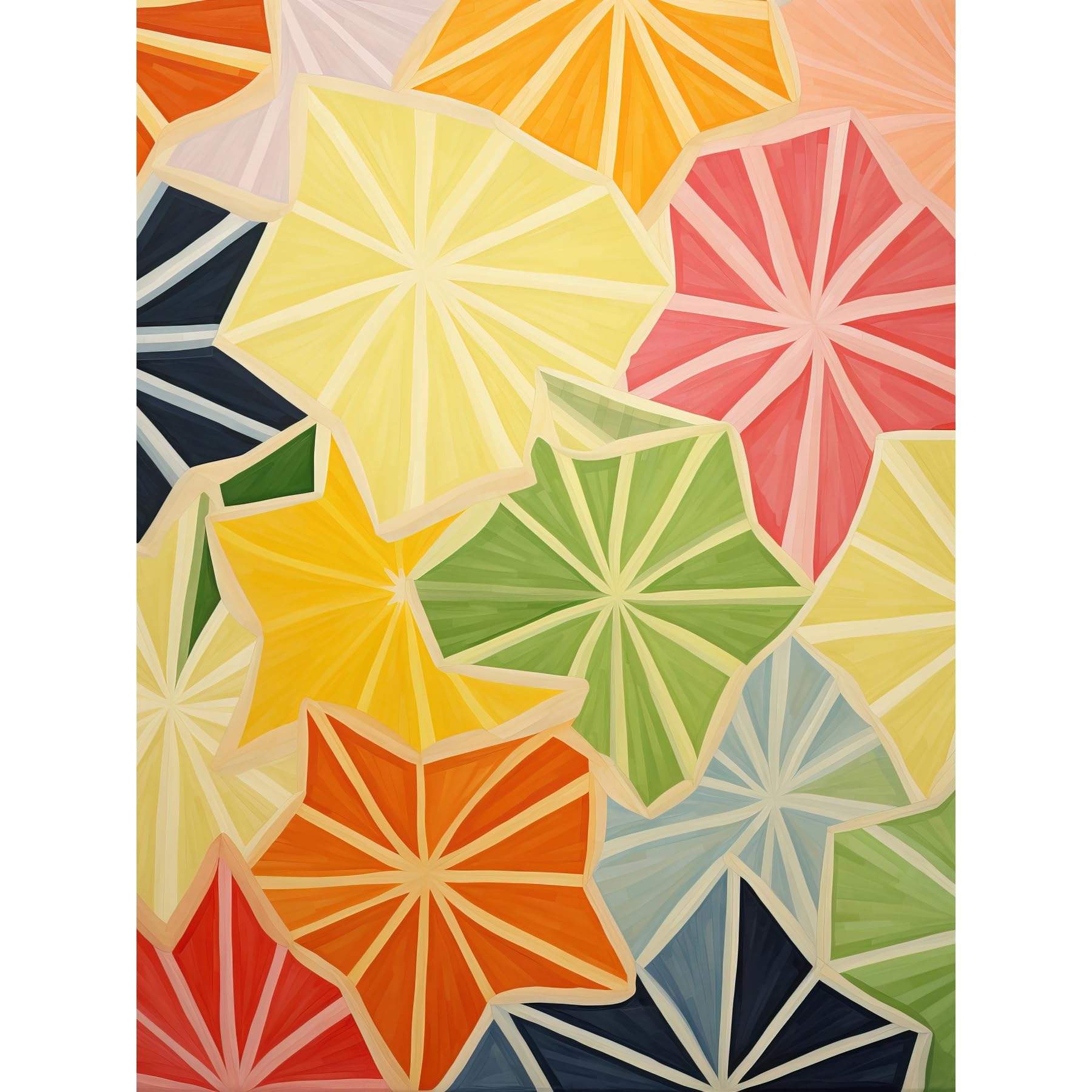 Artery8 Colourful Slices of Star Fruit Bright Watercolour Painting Abstract Carambola Kitchen Artwork Large Wall Art Poster Print Thick Paper 18X24 Inch