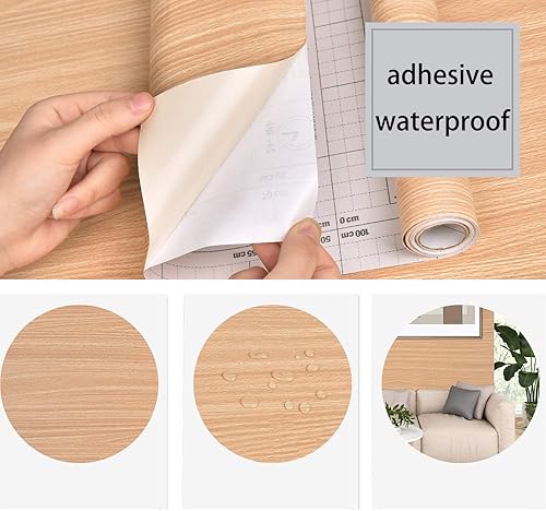 Miniatura 5 de Mecpar Papel de contacto de madera, papel tapiz de madera de arce de 17.7 x 118 pulgadas, papel tapiz autoadhesivo extraíble impermeable de grano de