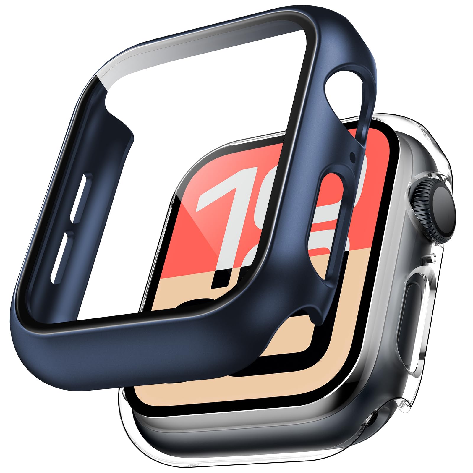 TAURI 2 Pack Hard Case for Apple Watch SE 3 /Series 6/5/4 /SE 44mm with 9H Tempered Glass Screen Protector, [Touch Sensitive] [Full Coverage] Slim Bumper Protective Cover for iWatch 44mm - Black — view 42