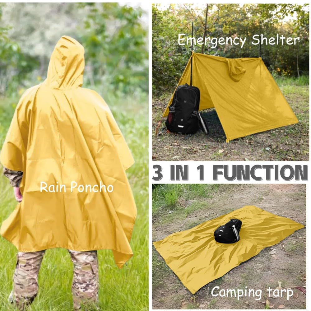 Urby Poncho antipioggia per adulti con cappuccio, poncho para lluvia, poncho tattico adulto per campeggio, escursionismo, viaggi, attività all'aperto